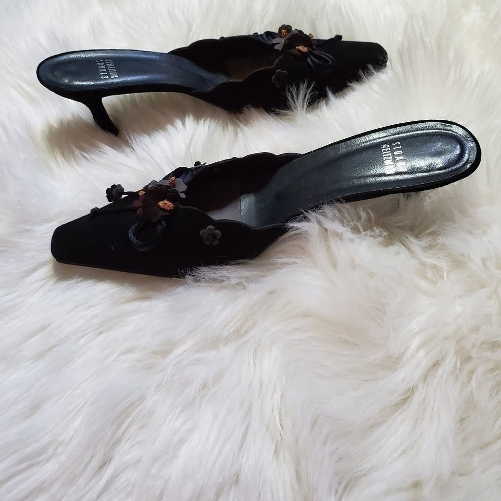 Stuart Weitzman Suede Embellished Mules 7.5 - image 5
